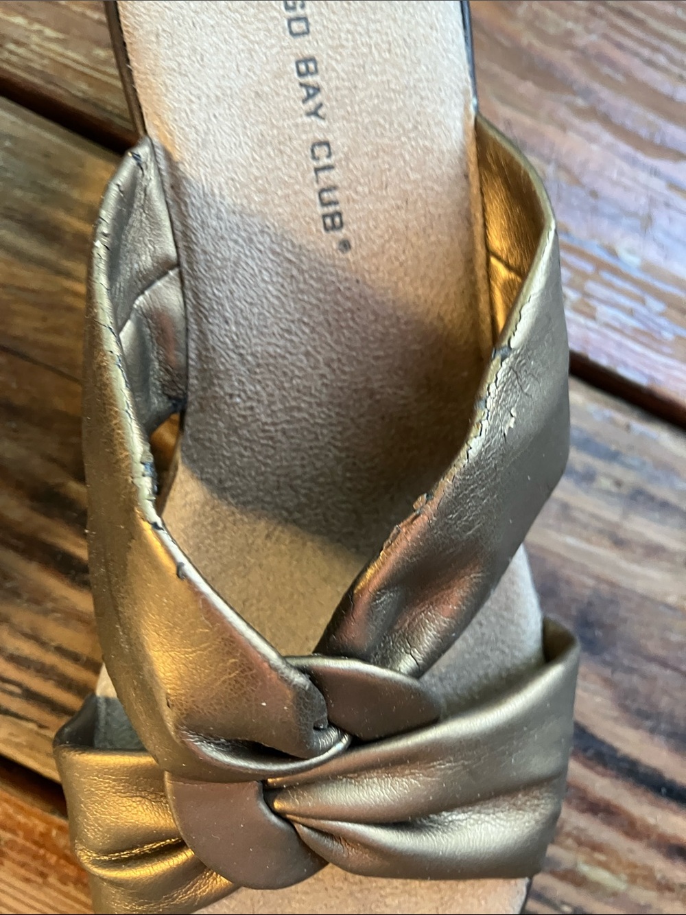 Montego Bay Club Metallic Gold Knot Slide Sandals - Picture 5 of 13